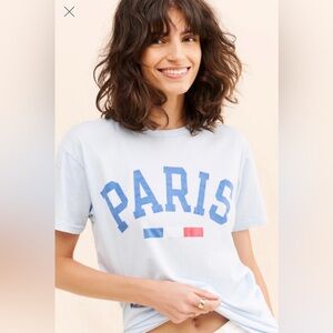 Paris euro summer graphic tee shirt cropped, trendy retro T shirt size M